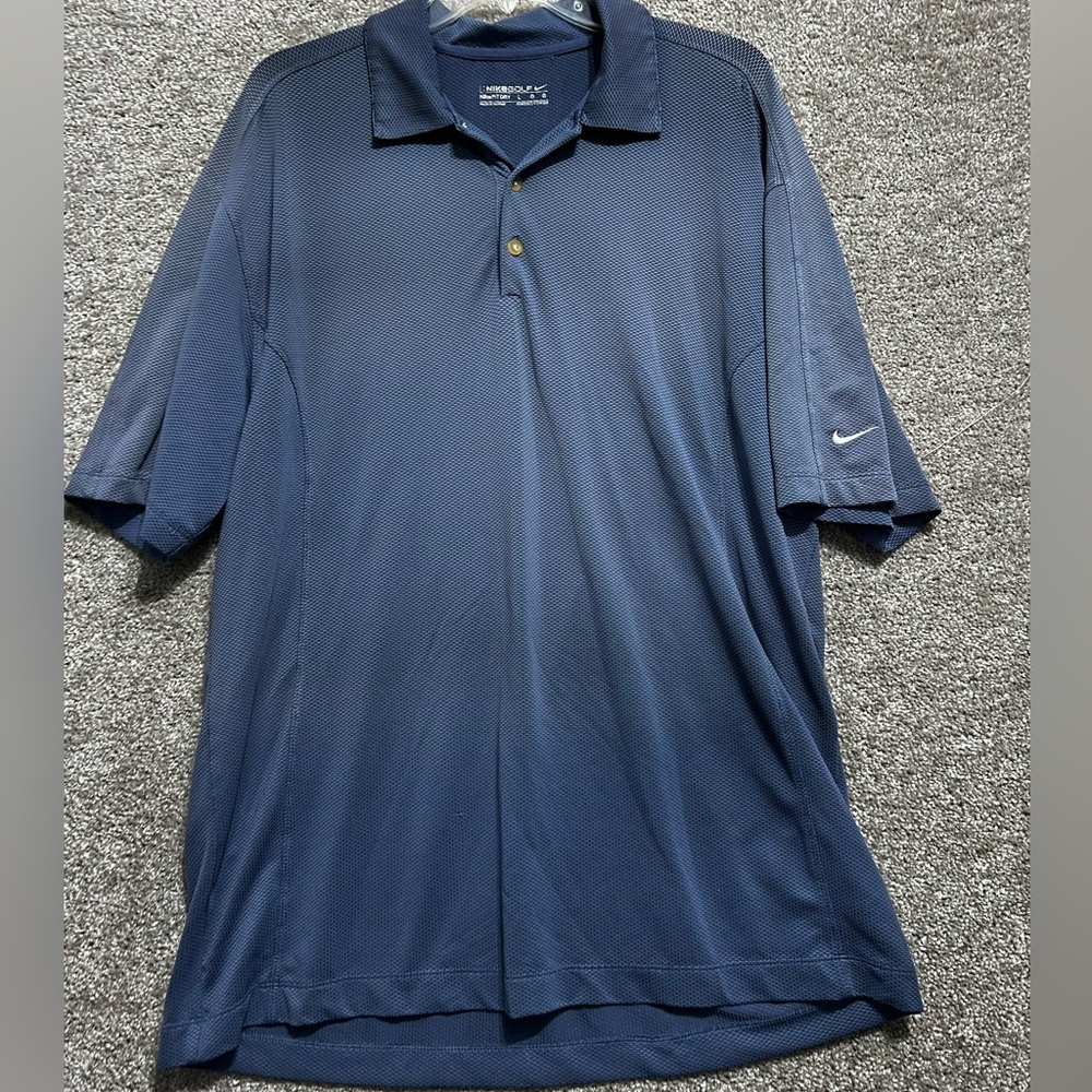 Nike Golf Fit Dry Mens Blue Polo Shirt Collared Top Short Sleeve Size Large